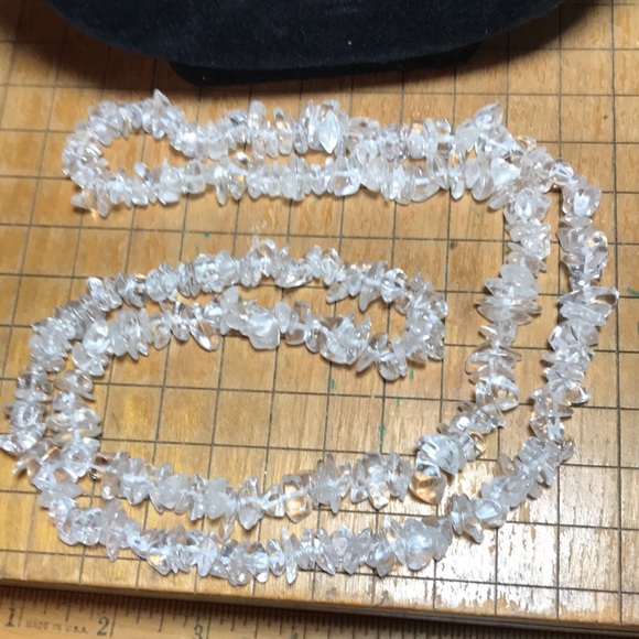Semiprecious Stone Quartz Crystal Polished Nugget Necklace 31”L Strand EVC - Picture 5 of 5